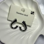 Kavis Formlu Minimal Çelik Küpe