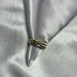 Taş Detaylı İkili Gold-Silver Çelik Yüzük