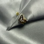 Kelebek Figürlü Gold Çelik Yüzük