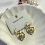 Kalpli Taşlı Gold Küpe