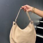 Krem Halka Detaylı Astarlı Salaş Omuz Çantası