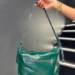 Yeşil Fermuarlı Bucket Omuz Çantası