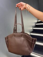 Acı Kahve Çift Askılı Tote  El ve Omuz Çantası