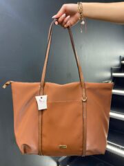 Askıları Halka Detaylı Büyük Taba Rengi Omuz Çantası