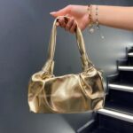 Altın Sarı Mini Zincirli  El ve Omuz Çantası