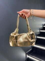 Altın Sarı Mini Zincirli  El ve Omuz Çantası