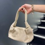 Süet Krem Rengi Mini Zincirli El ve Omuz