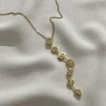 Gold taşlı çelik Y kolye